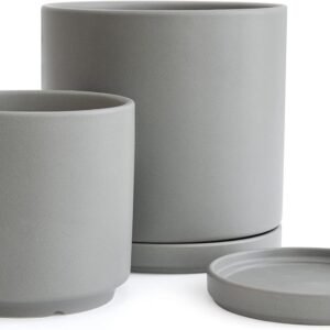 8 Inch & 10 Inch Ceramic Planter Pot for Plants with Drainage Hole